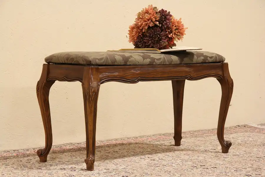 Main image of Country French Carved Oak Piano Bench
