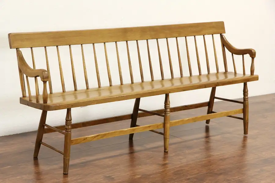 Main image of Hall or Deacon Bench, Maple Hand Made 1870 Antique