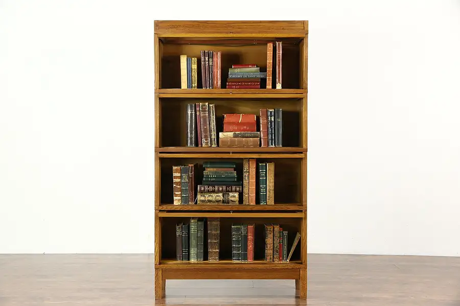 Main image of Globe Wernicke Antique Arts & Crafts Mission Oak 4 Stack Lawyer Bookcase