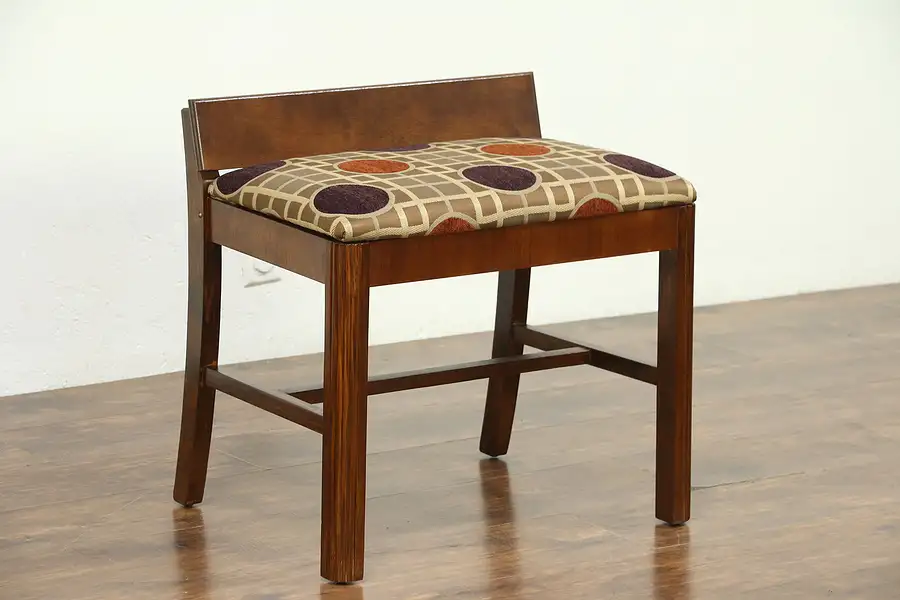 Main image of Art Deco 1930's Vintage Bench, New Upholstery