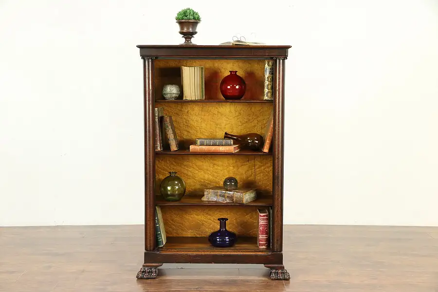 Main image of Victorian Oak Antique Library Bookcase, Lion Paw Feet
