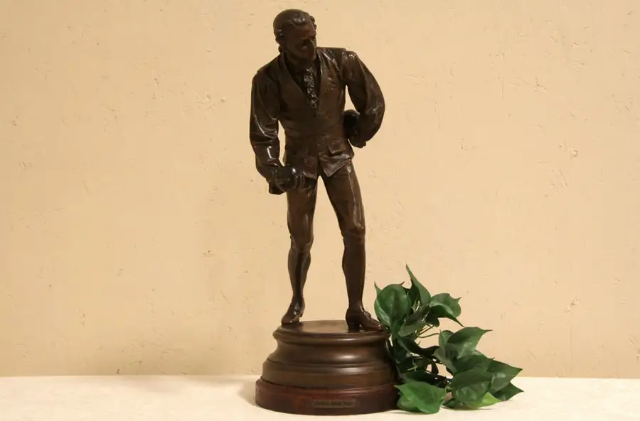 Main image of Boules Game Sculpture Antique 1890 French Shooter Statue