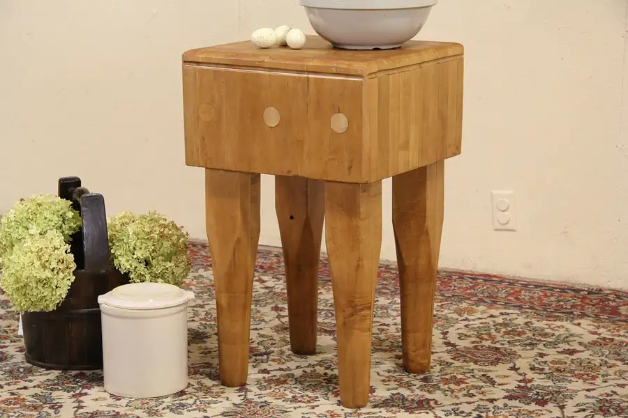 Main image of Butcher Vintage Maple Chopping Block, Kitchen Island