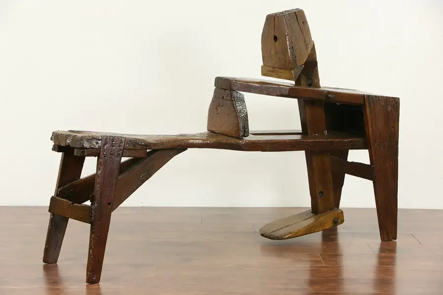 Main image of Shaving or Shave Horse or Bench for Carpenter, 1880's Antique Hewn Oak