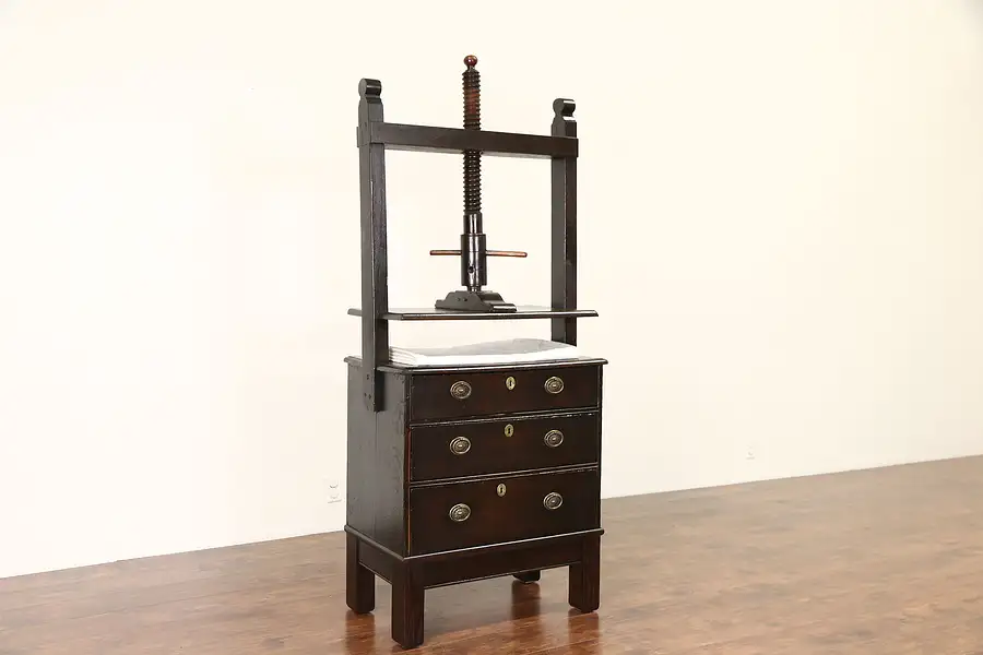 Main image of Oak Bookbinder 1800 Antique English Press & Cabinet