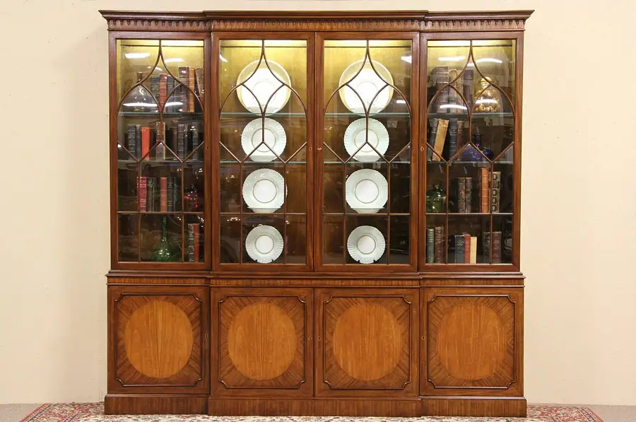 Main image of Baker 8' Breakfront Bookcase, China or Curio Cabinet