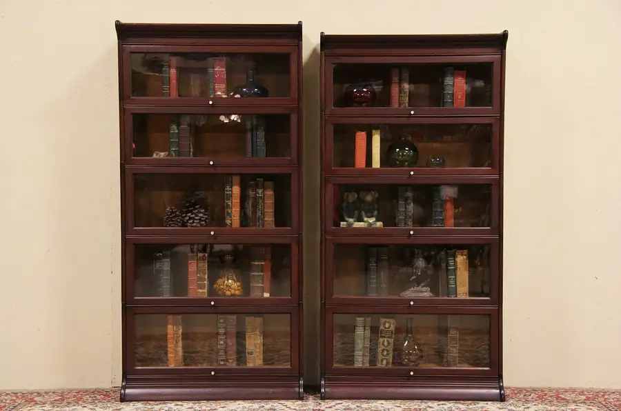 Main image of Pair of Gunn Mahogany 5 Section Stacking Lawyer Bookcases