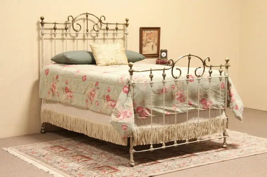 Main image of Victorian Brass & Iron Antique 1895 Full Size Bed