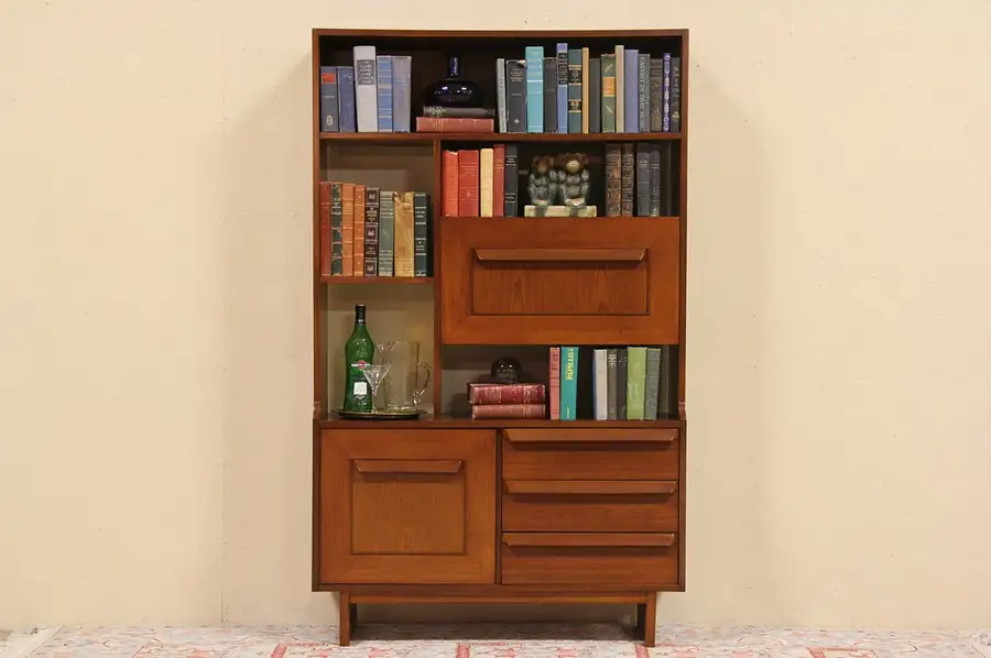 Main image of Mid century Danish Modern 1960 Vintage Bar & Bookcase