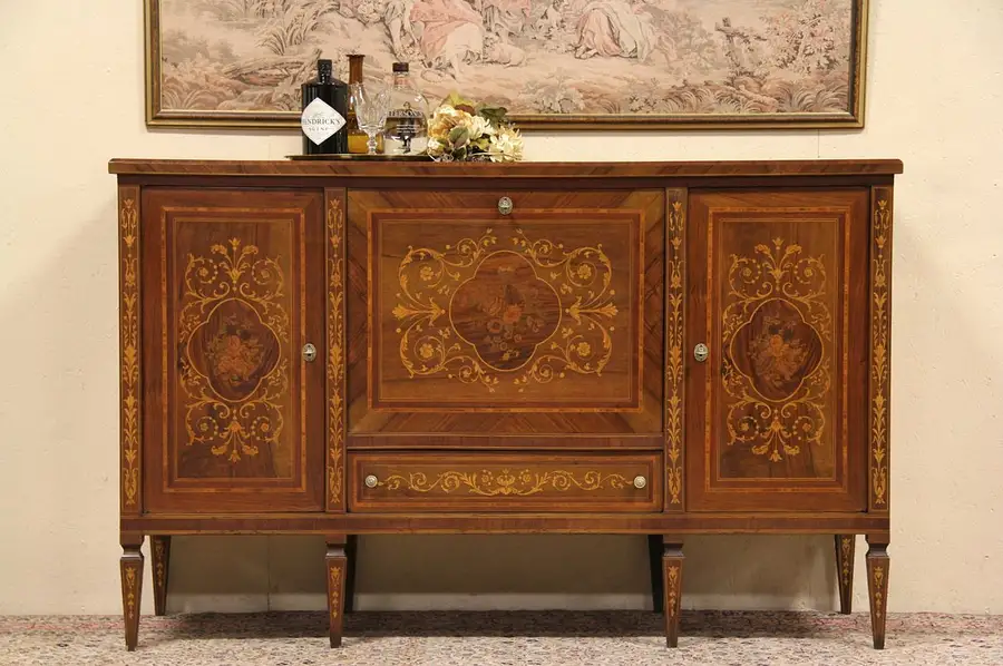 Main image of Italian Rosewood Maggiolini Marquetry 1930 Bar Cabinet, Sideboard or Console