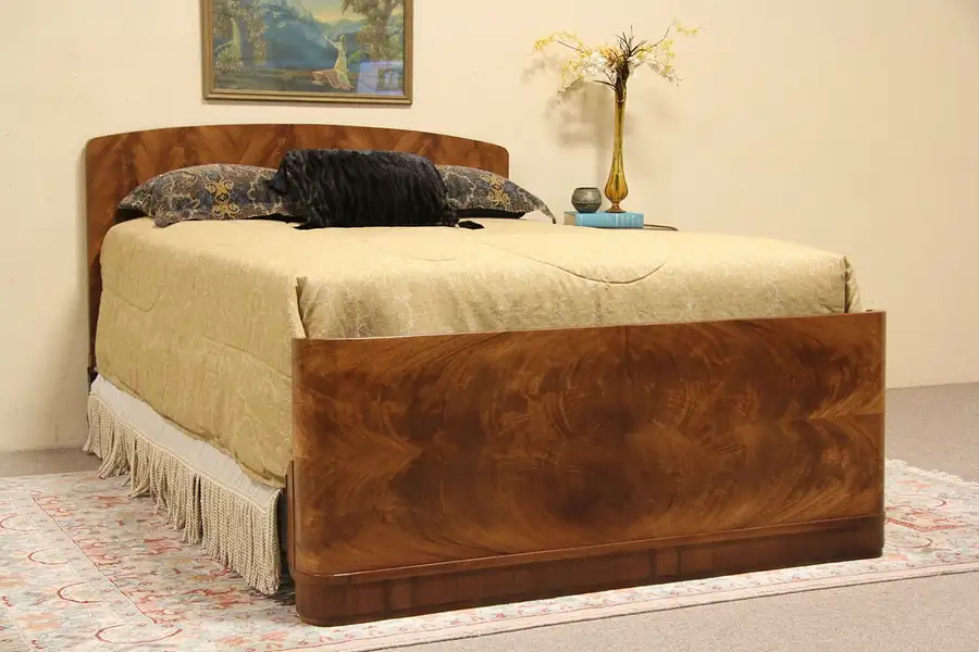 Main image of Art Deco 1940 Flame Mahogany Full Size Bed