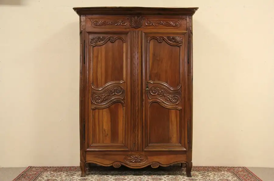Main image of Country French 1780 Antique Carved Walnut Armoire