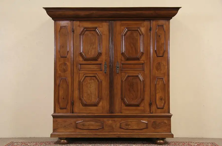 Main image of Italian 1770 Antique Walnut Armoire or Closet, Original Iron Lock & Hardware
