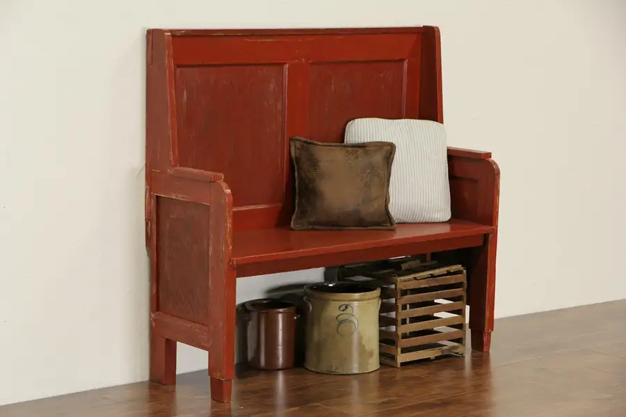 Main image of Oak 1915 Antique Painted Ice Cream Parlor Bench