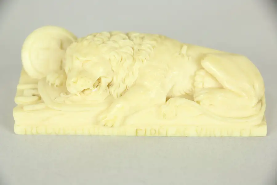 Main image of Swiss Lion Monument of Lucerne, Miniature Hand Carved Bone Sculpture