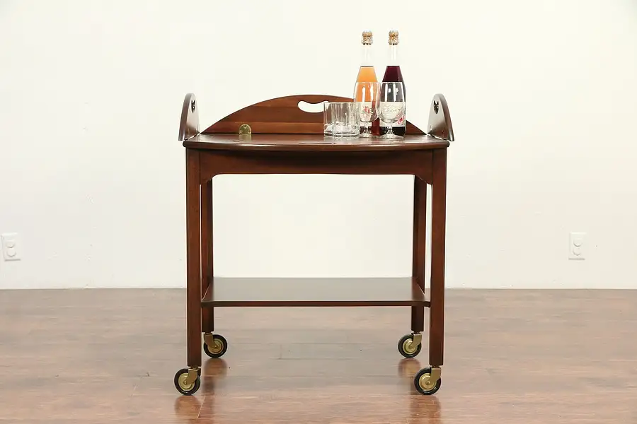 Main image of Butler Style Bar Cart, Vintage Tea or Dessert Trolley, Signed Baker
