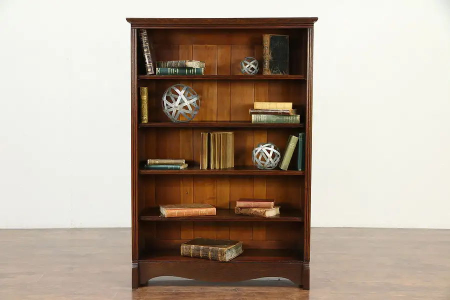Main image of Oak Victorian Antique Bookcase or Library Bookshelf, Bath Cabinet