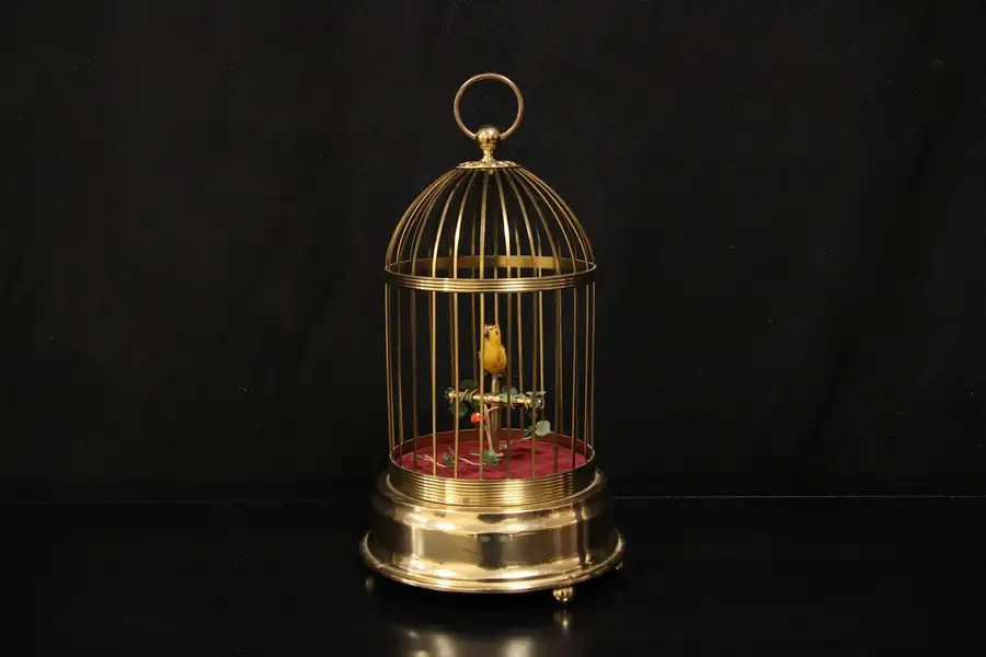 Main image of Musical Singing Animated Bird in a Cage, Germany 1930's