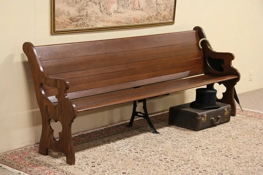 Main image of Oak 1900 Antique Railroad Station Bench