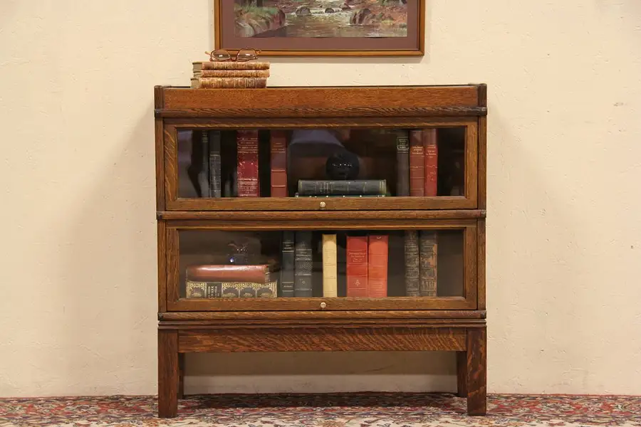 Main image of Globe Wernicke Oak 2 Stack 1910 Lawyer Bookcase