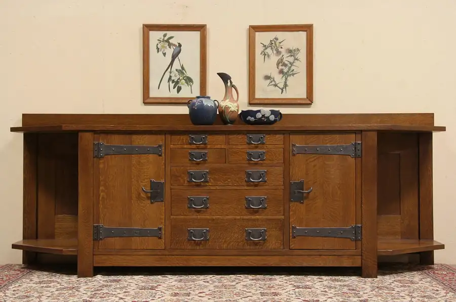 Main image of Stickley Signed Arts & Crafts Replica Columbus Ave. Sideboard or Back Bar