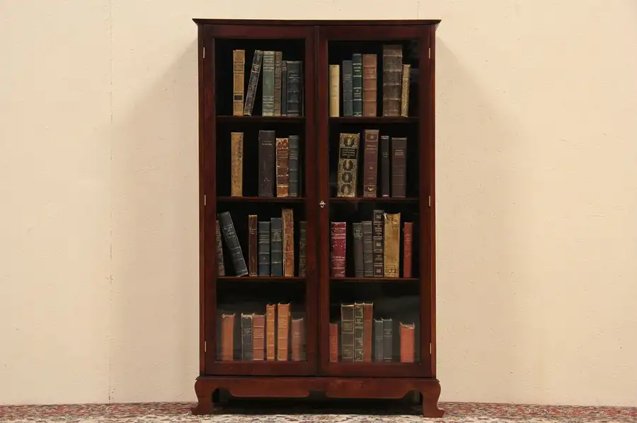 Main image of Bookcase, 1910 Antique Wavy Glass Doors, Adjustable Shelves