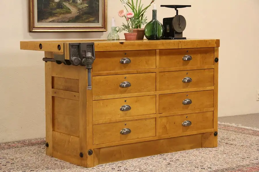 Main image of Work Bench or Antique 1925 Counter, Maple Kitchen Island
