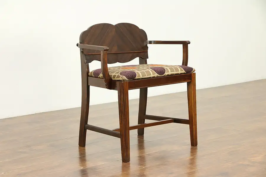 Main image of Art Deco 1930 Vintage Vanity Bench or Chair, New Upholstery