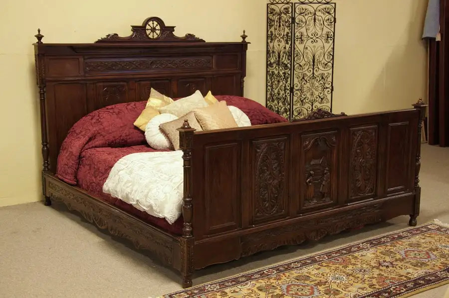 Main image of Brittany French Antique Carved King Size Bed