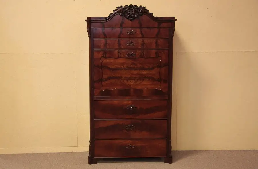 Main image of Empire Biedermeier Antique Mahogany Secretary Desk