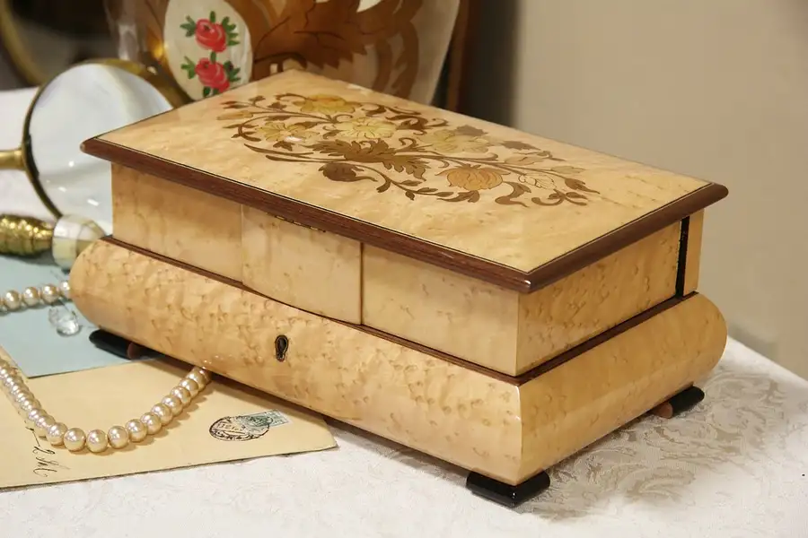 Main image of Reuge The Rose Music & Jewelry Box, Birdseye Maple
