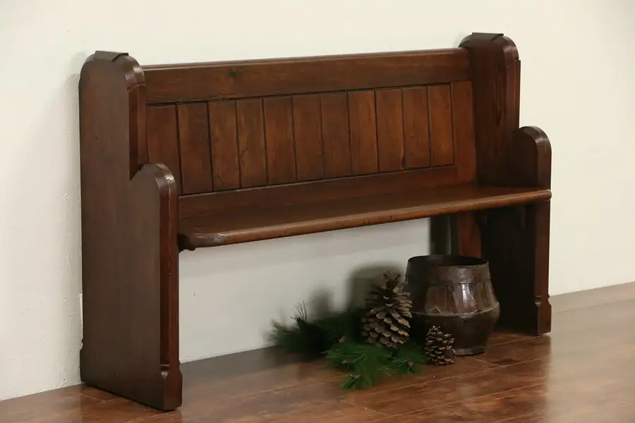 Main image of Pine Antique 1870's Carved Pew or Bench