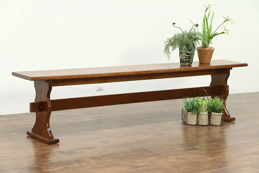 Main image of Oak Vintage 1950's 6' Dining or Hall Bench, Mortise & Tenon Joints