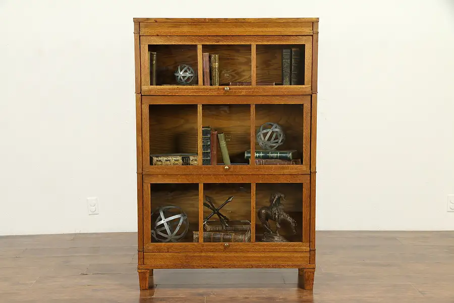 Main image of Arts & Crafts Antique 3 Stack Craftsman Lawyer Bookcase, Macey