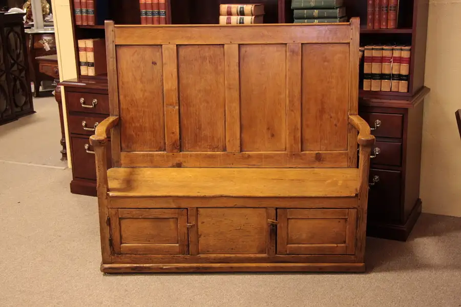 Main image of Primitive Country Pine Courting or Fireside Bench