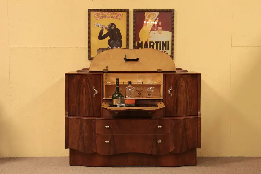 Main image of Art Deco Bar Cabinet, Birdseye Interior