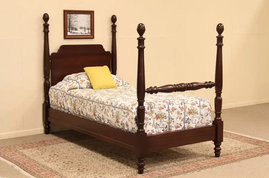 Main image of Mahogany Antique Twin Four Poster Bed