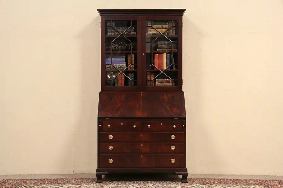 Main image of Youngbauer Handcrafted Vintage Secretary Desk & Bookcase