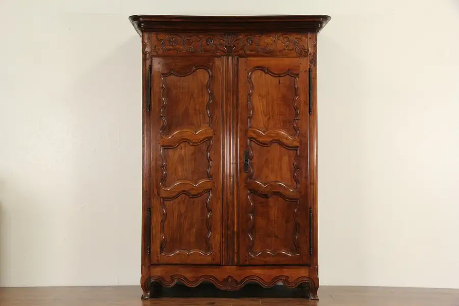 Main image of Country French Provincial 1780 Antique Cherry Armoire or Wardrobe Closet