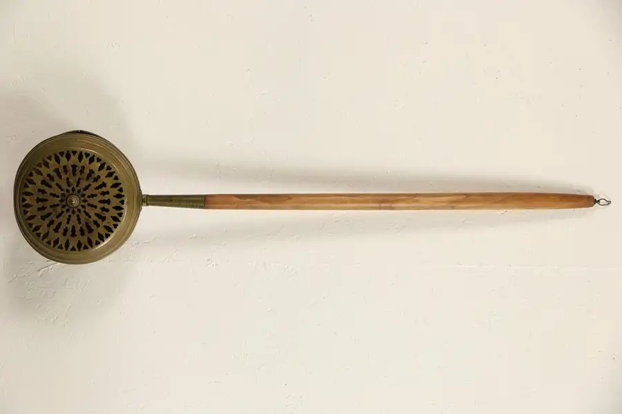 Main image of Brass late 1800's Antique Bed Warmer, Hickory Handle