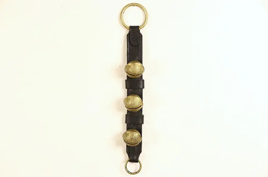 Main image of Sleigh Bell Set of 3, Monogrammed Vintage Leather Strap
