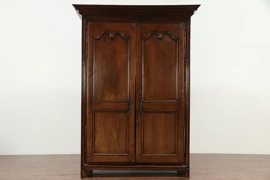 Main image of Country French Antique 1750 Carved Walnut Armoire or Wardrobe