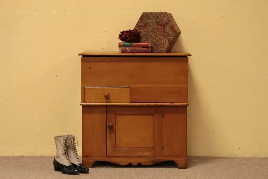 Main image of Pennsylvania 1840's Pine Bonnet Box Commode or Chest
