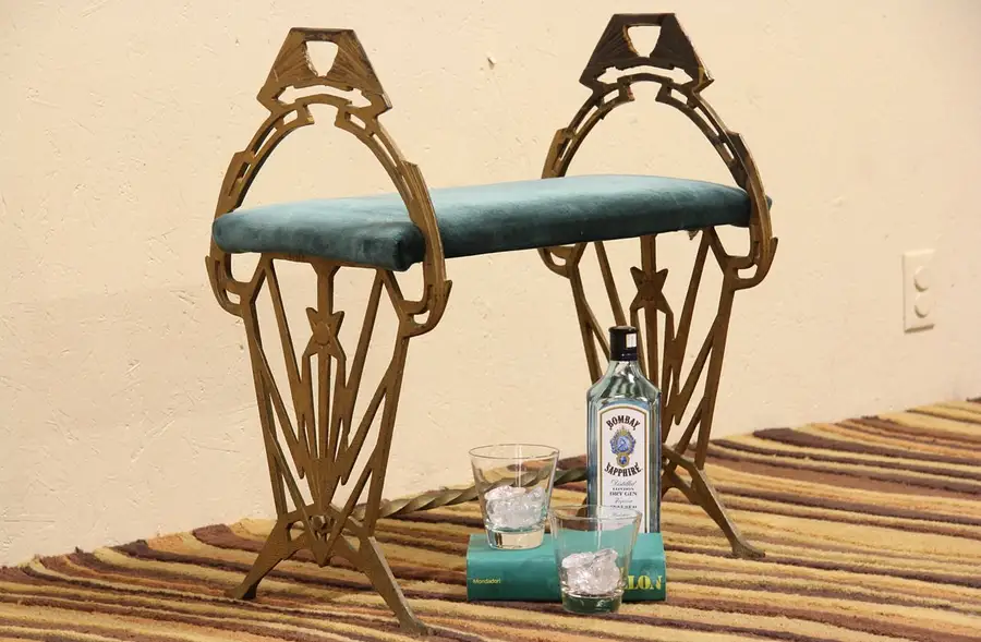 Main image of Art Deco Wrought 1925 Antique Iron Bench