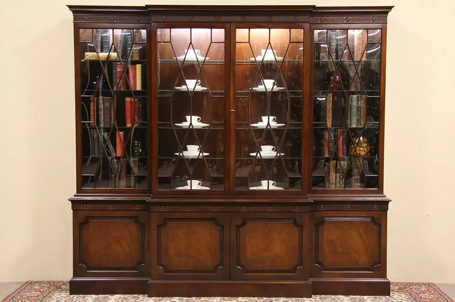 Main image of Baker 8' Breakfront Bookcase, China or Curio Cabinet