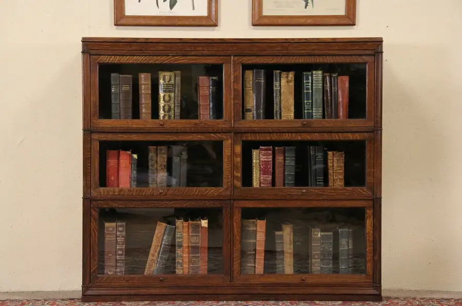 Main image of Macey Wide Stacking 6 Section Oak 1905 Antique Lawyer Bookcases, 2 of 2