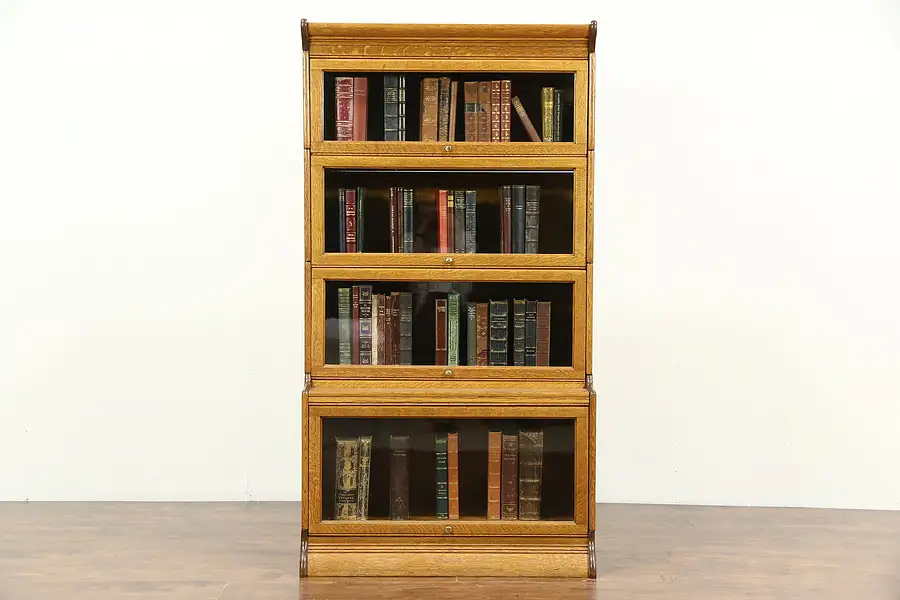 Main image of Oak Quarter Sawn 1900 Antique 4 Stack Barrister or Lawyer Bookcase