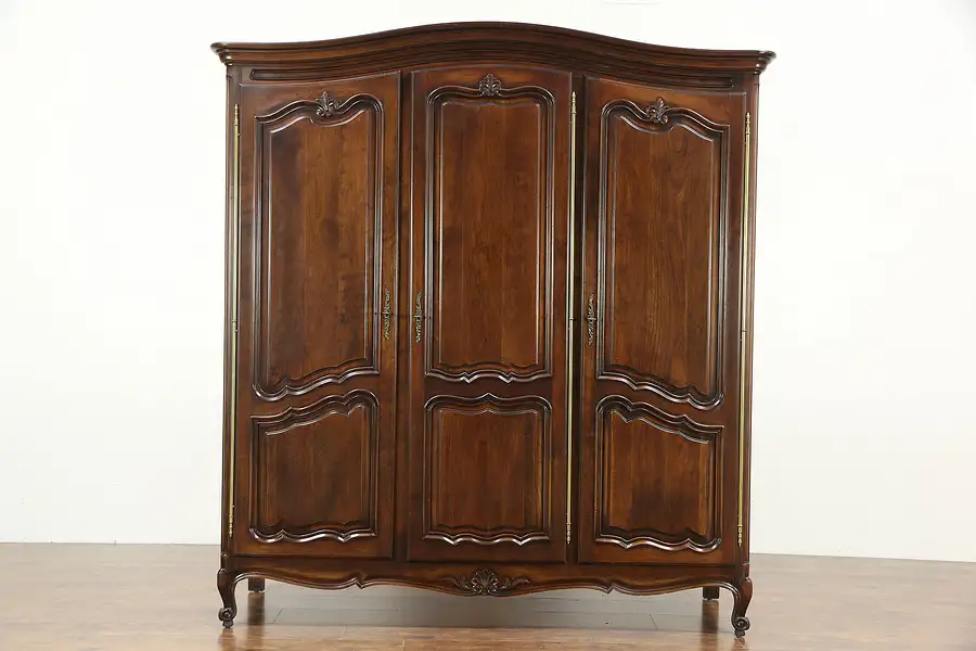 Main image of Country French Cherry 1940's Vintage Triple Armoire, Wardrobe or Closet