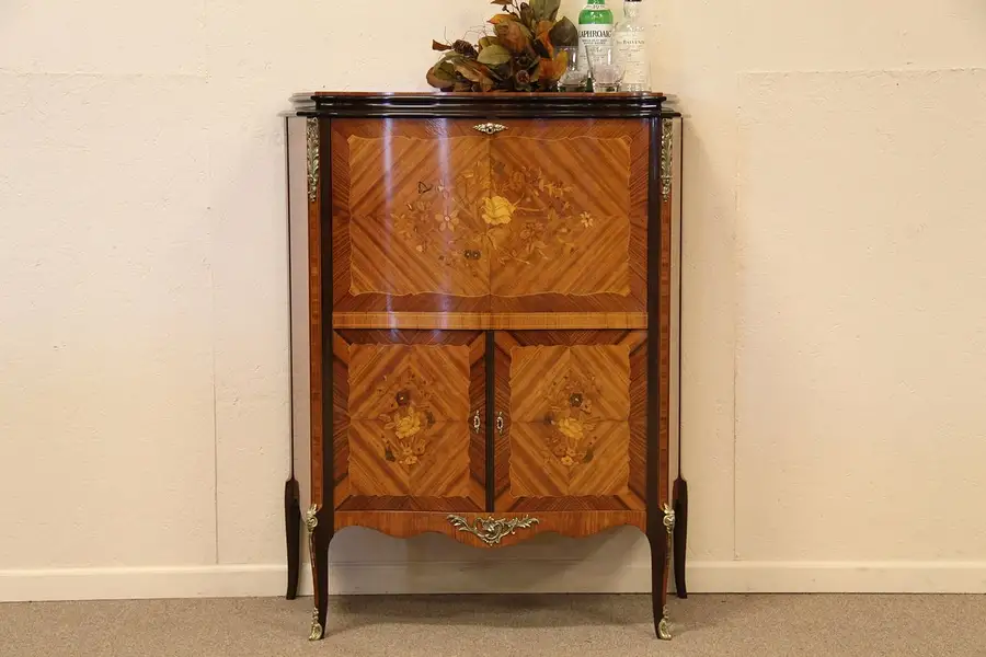 Main image of French Rosewood Marquetry Bar Cabinet