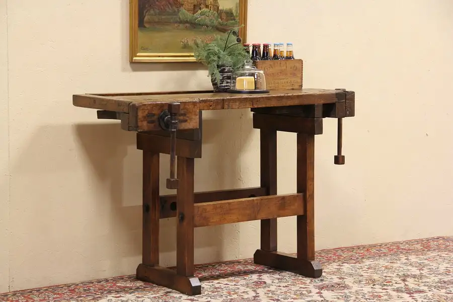 Main image of Carpenter Antique 1900 Workbench, Kitchen Island or Wine Tasting Counter